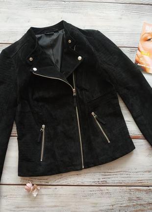 Куртка косуха из натуральной замши черного цвета