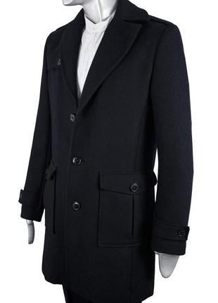 Ben sherman мужское люксовое двубортное черное шерстяное пальто.