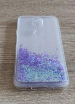 Чехол для Samsung J730 с фиолетовыми блестками микрофибра