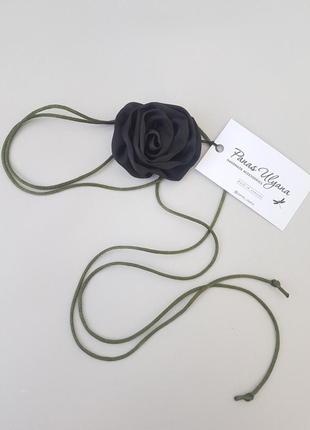 Чокер роза черная из искусственного шелка, диам. 5-5,5 см