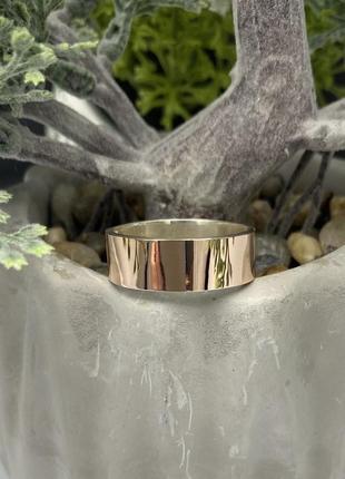 Обручальное кольцо Широкое серебряное с вставками из золота