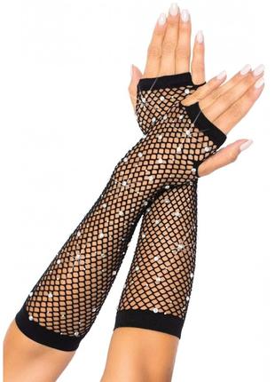 Перчатки в сетку со стразами One SIze Fishnet Arm Warmers Glov...