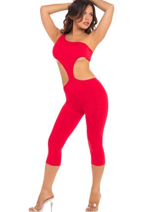 Комбинезон ONE SHOULDER CROPPED CATSUIT RED, S/M