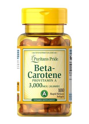 Бета Каротин (провітамін А) Beta-Carotene 3,000 mcg (100 softg...