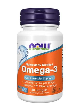 Амінокислота Омега-3 для спорту Omega-3 (30 softgels), NOW