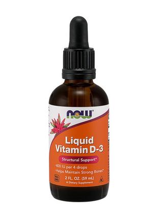 Витамин D-3 в жидком виде Liquid Vitamin D-3 (59 ml), NOW 18+