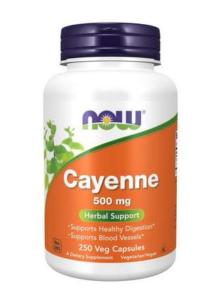 Добавка с кайенским перцем Cayenne 500 mg (250 veg caps), NOW 18+