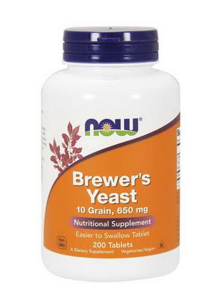 Пивные дрожжи Brewer's Yeast 10 Grain, 650 mg (200 tab), NOW 18+