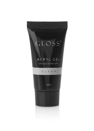 Акрил-гель gloss clear (прозрачный), 15 мл