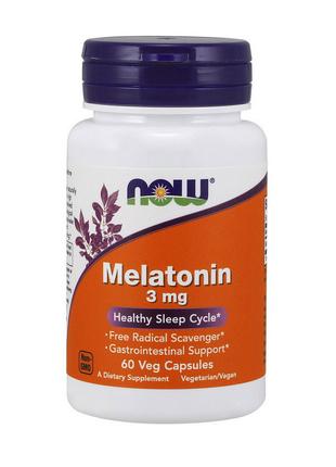 Мелатонин для сна Melatonin 3 mg 60 Caps, NOW 18+