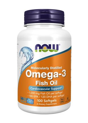 Рыбий жир Omega-3 (100 softgels), NOW 18+