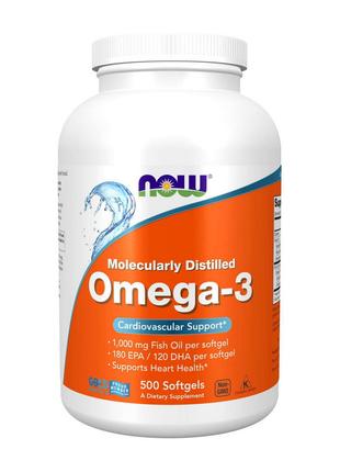 Амінокислота Омега-3 для тренувань Omega-3 (500 softgels), NOW