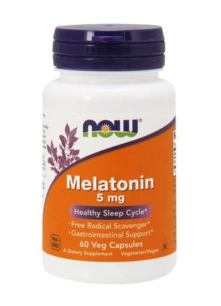 Пищевая добавка Мелатонин Melatonin 5 mg (60 caps), NOW 18+
