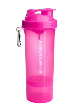 Бутылка-шейкер спортивный SmartShake Slim NEON Pink (500 ml, p...