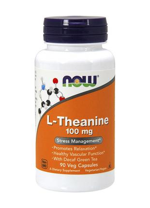 Харчова добавка L-теанін L-Theanine 100 mg (90 veg caps), NOW 18+