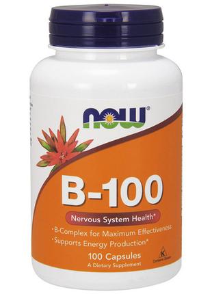 Витаминный комплекс для спорта B-100 (100 veg caps), NOW 18+
