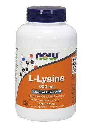 Аминокислота L-лизин для спорта L-Lysine 500 mg (250 tab), NOW...