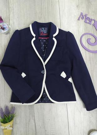 Пиджак для девочки tu темно-синий с белыми вставками размер 92