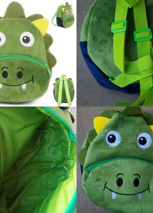 Дитячий рюкзак динозаврик динозавр на 2-4 роки зеленый дракон три