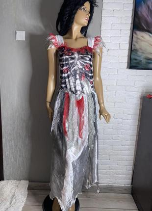 Длинное готическое платье карнавальное платье ведьмы на хелоуи...