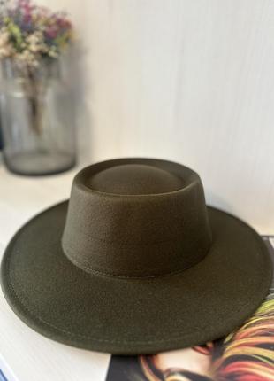 Стильная фетровая шляпа широкополая Болотный 56-59р (948)