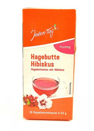 Чай фруктовый из шиповника и гибискуса Jeden Tag Hagebutte Hib...