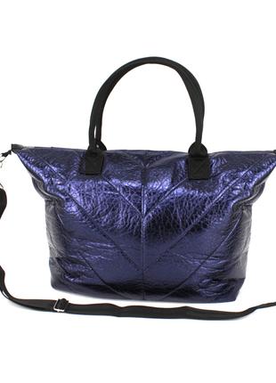 Жіноча дорожньо-спортивна сумка з екошкіри VOILA 8-57396 синя