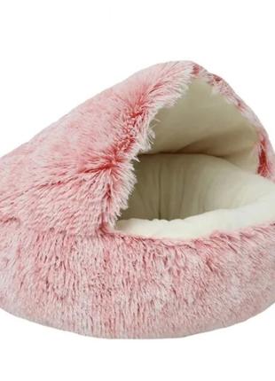 Лежанка для Кота Собаки 50x50 см Плюш Розовый