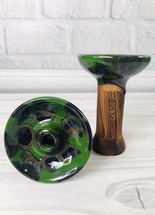 Чаша для кальяна глиняная 2x2 Hookah - Green, аксессуары для к...