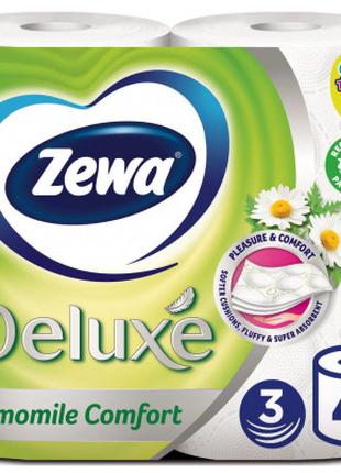 Туалетная бумага Zewa Deluxe Ромашка 3 слоя 4 рулона (73225400...