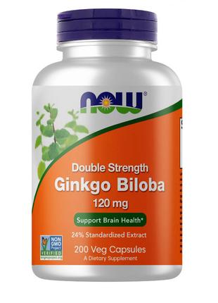 Натуральна добавка NOW Ginkgo Biloba 120 mg, 200 вегакапсул