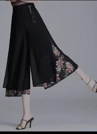 Летние трендовые актуальные шифоновые женские брюки в корейско...