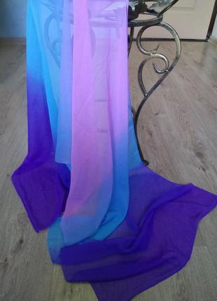 Легкий прозорий райдужний шарф/жіночий шифоновий шарфик градіє...