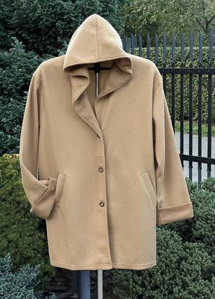 Damart стильное флисовое легкое деми пальто кардиган цвет кэмел