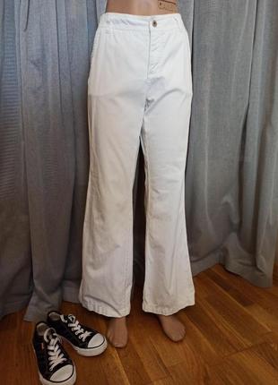 Белые коттоновые джинсы брюки высокая посадка
