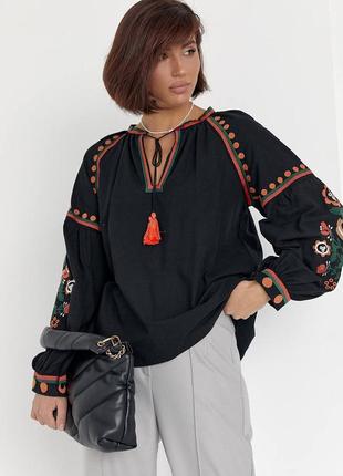 Колоритная блуза вышиванка, украинская вышиванка с этническим ...