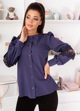 Женская блуза с рукавами с кружевом размер фиолетового цвета р...