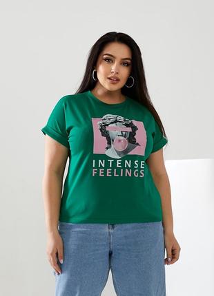 Женская футболка INTENSE цвет зеленый р.56/58 433182