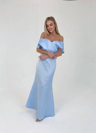 Женское вечернее платье корсет голубого цвета р.XS 372843