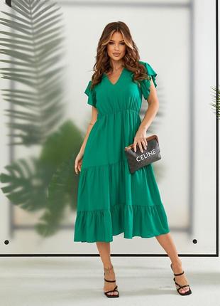 Женское платье миди цвет зеленый р.42/44 435747