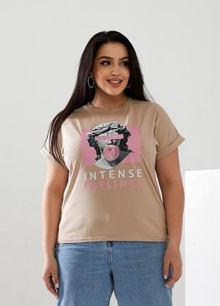 Женская футболка INTENSE цвет бежевый р.52/54 433184