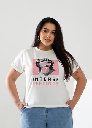 Женская футболка INTENSE цвет молочный р.52/54 433178