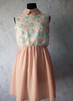 Платье с вышитыми паетками цветами размер uk 8-10