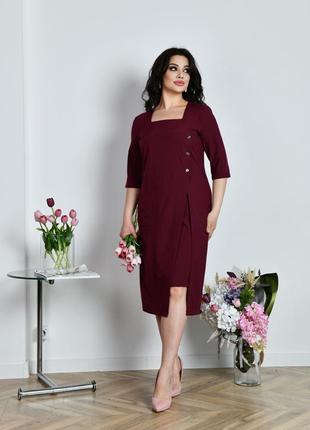 Жіноче асиметричне плаття колір марсал р.48/50 438133