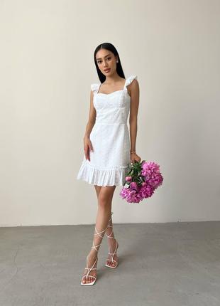 Жіноче плаття з прошви колір білий р.42 437876