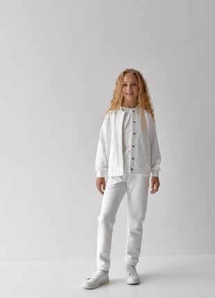 Детский костюм бомбер и джогеры для девочки цвет белый р.134 4...