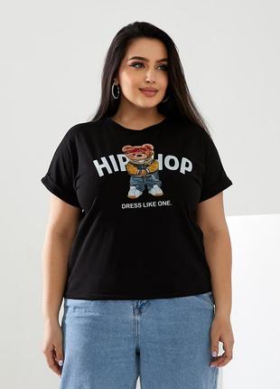 Женская футболка HIP-HOP цвет черный р.56/58 433164