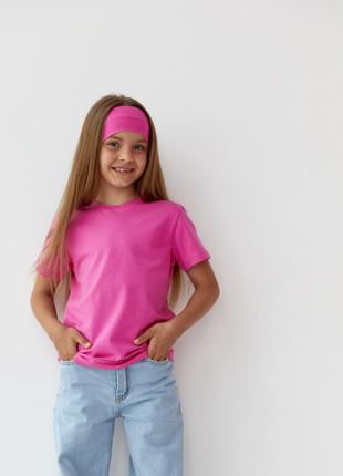 Базовая детская однотонная футболка цвет розовый р.122 441098