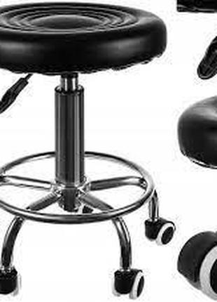 Косметический стул круглый парикмахерский черный