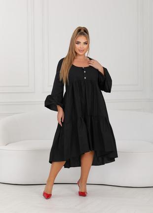 Бомбічне жіноче плаття вільного крою з натурального котону чорний